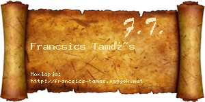 Francsics Tamás névjegykártya